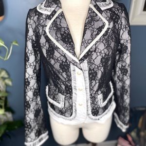 Cache Black Lace White Blazer NWOT